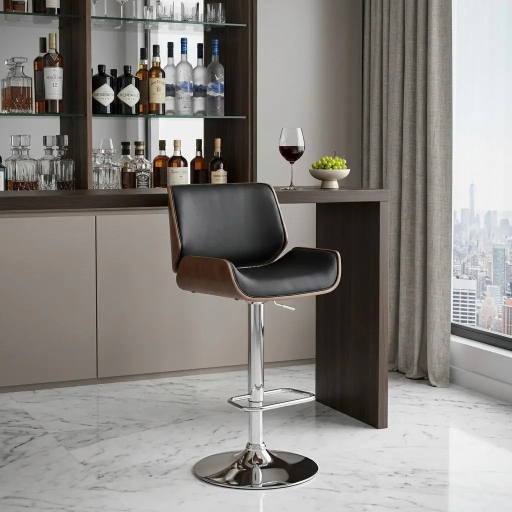24" Black And Silver Iron Swivel Low Back Adjustable Height Bar Chair Homeroots Living Room