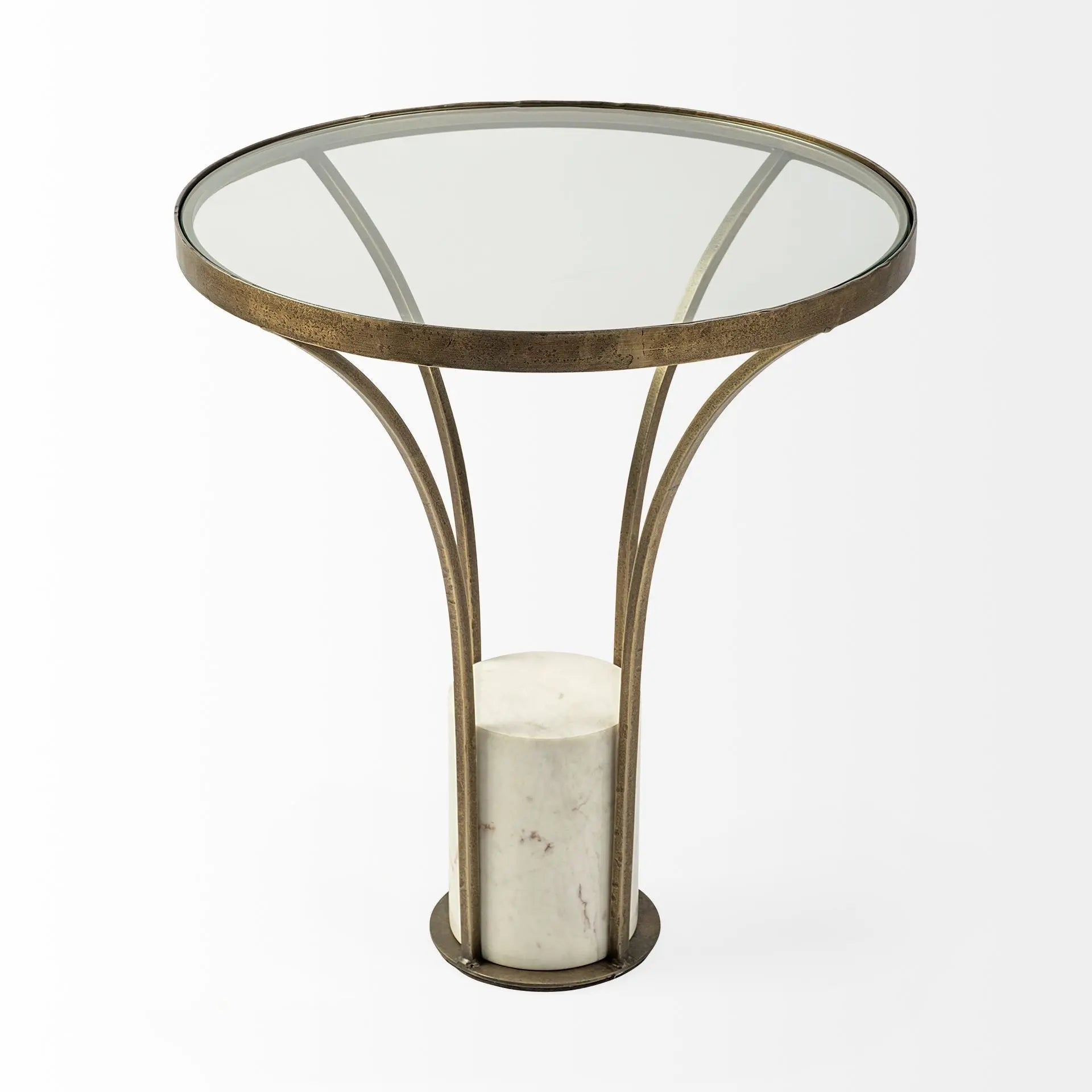 24" Black And White Glass Round End Table - GreatEagleInc
