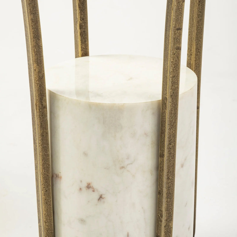 24" Black And White Glass Round End Table - GreatEagleInc