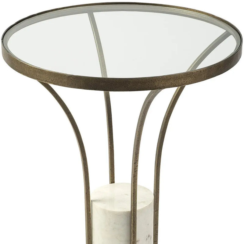 24" Black And White Glass Round End Table - GreatEagleInc