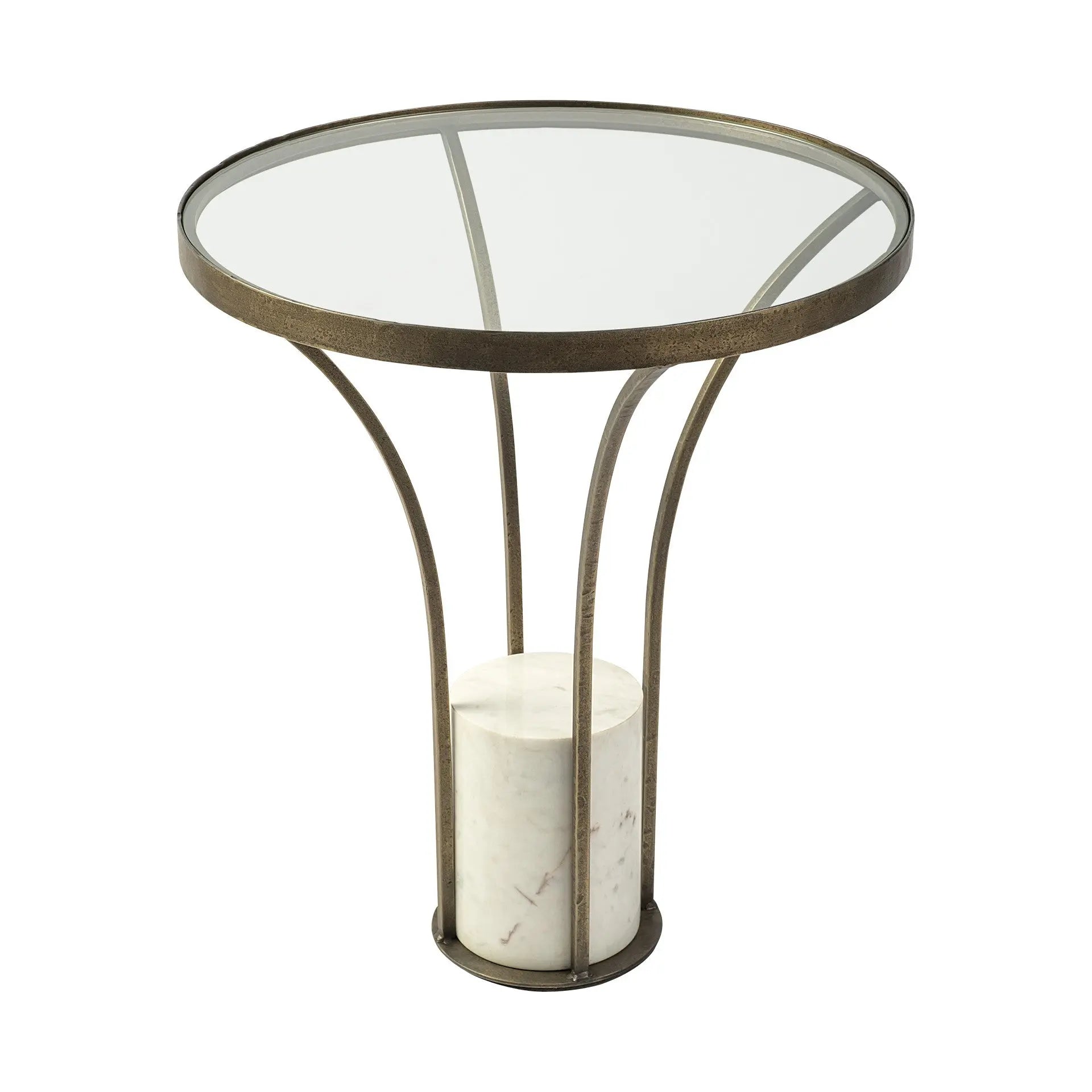 24" Black And White Glass Round End Table - GreatEagleInc