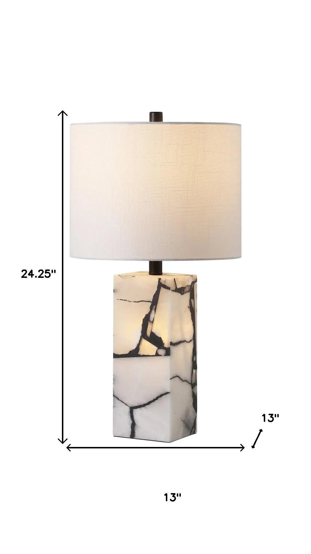 24" Black And White Table Lamp With Drum Shade Homeroots Lighting