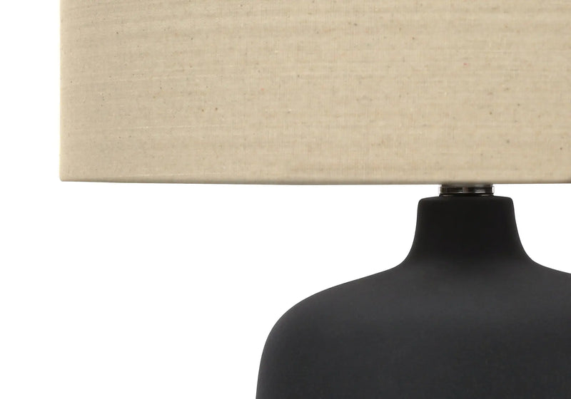 24" Black Ceramic Round Table Lamp With Beige Drum Shade Homeroots Lighting