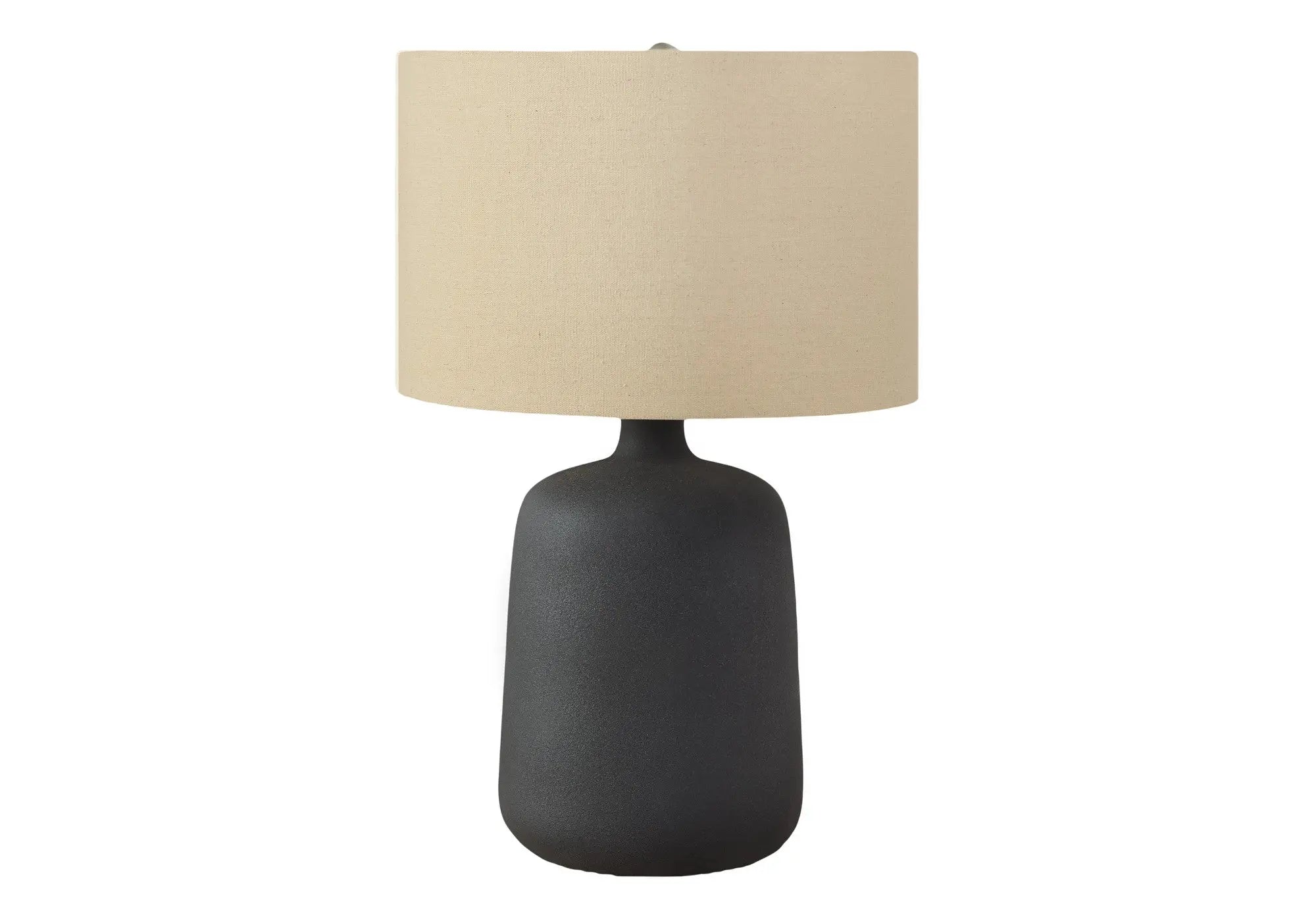24" Black Ceramic Round Table Lamp With Beige Drum Shade Homeroots Lighting
