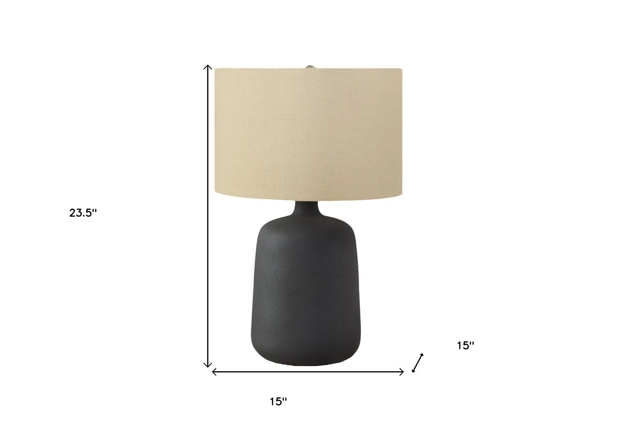 24" Black Ceramic Round Table Lamp With Beige Drum Shade Homeroots Lighting