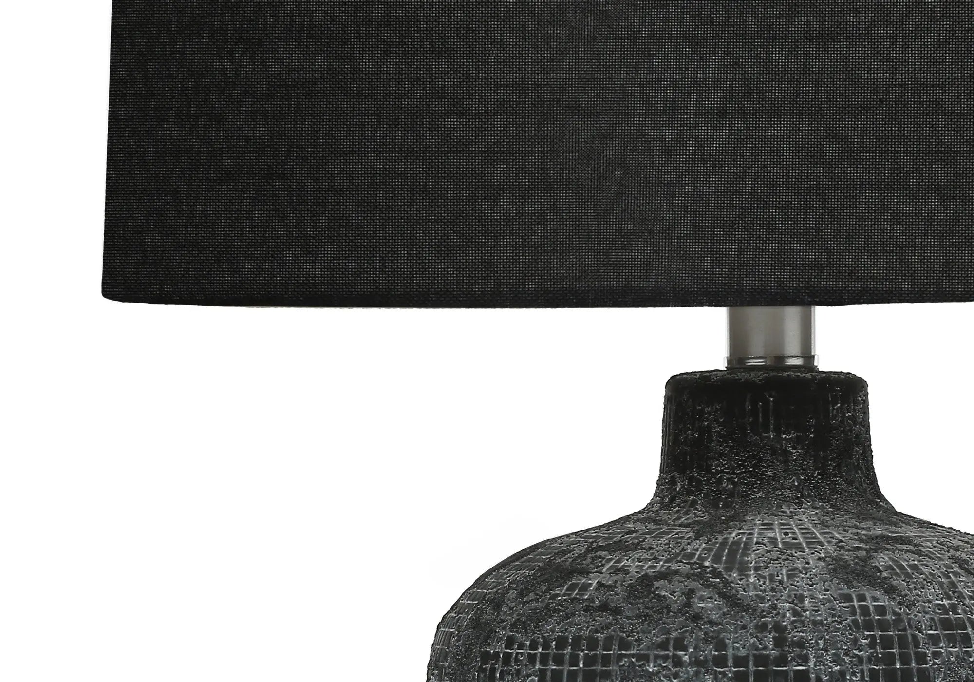 24" Black Ceramic Round Table Lamp With Black Drum Shade Homeroots Lighting