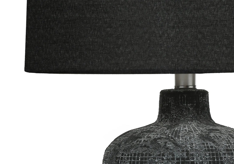 24" Black Ceramic Round Table Lamp With Black Drum Shade Homeroots Lighting