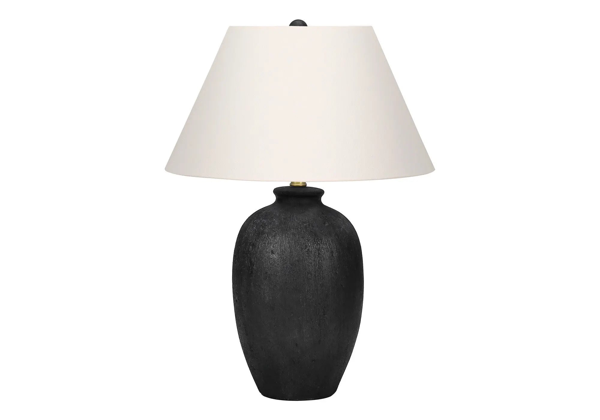 24" Black Ceramic Round Table Lamp With Ivory Empire Shade Homeroots Lighting