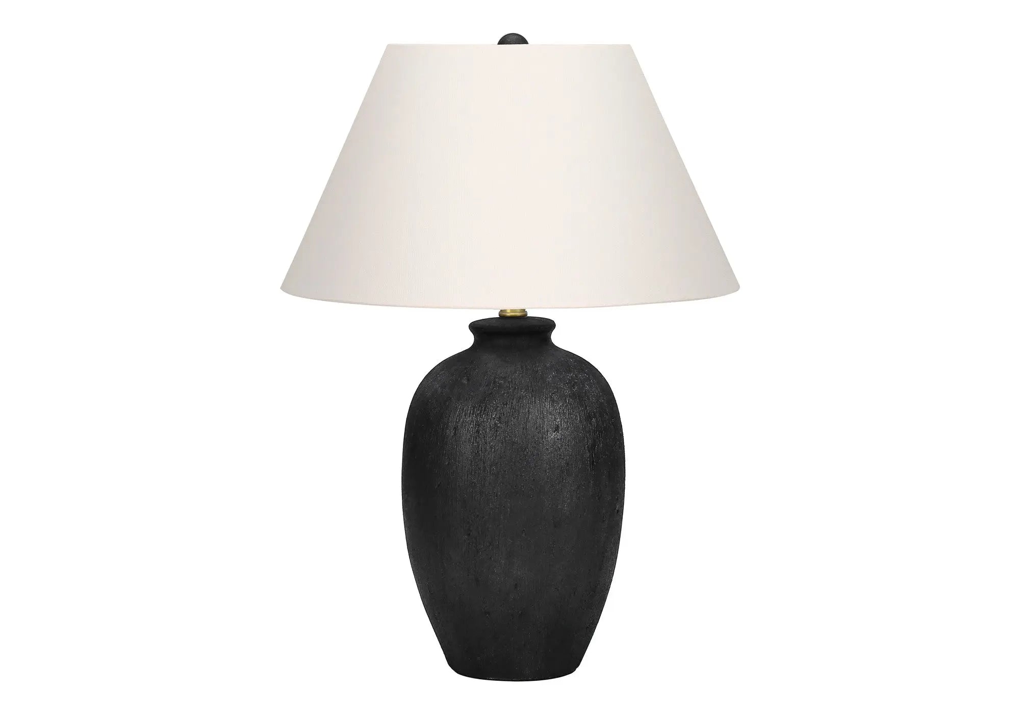 24" Black Ceramic Round Table Lamp With Ivory Empire Shade Homeroots Lighting