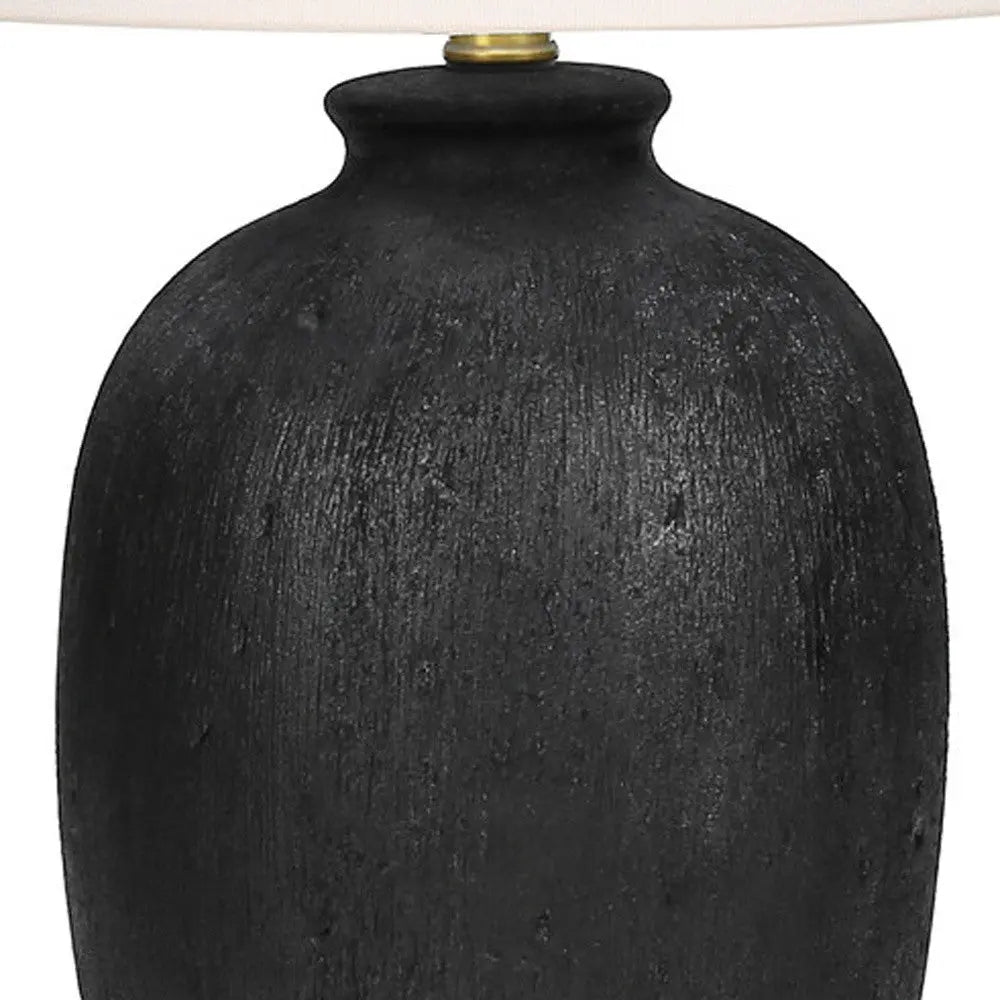 24" Black Ceramic Round Table Lamp With Ivory Empire Shade Homeroots Lighting