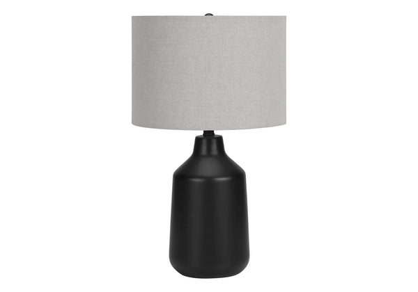 24" Black Concrete Urn Table Lamp With Gray Drum Shade Homeroots Lighting