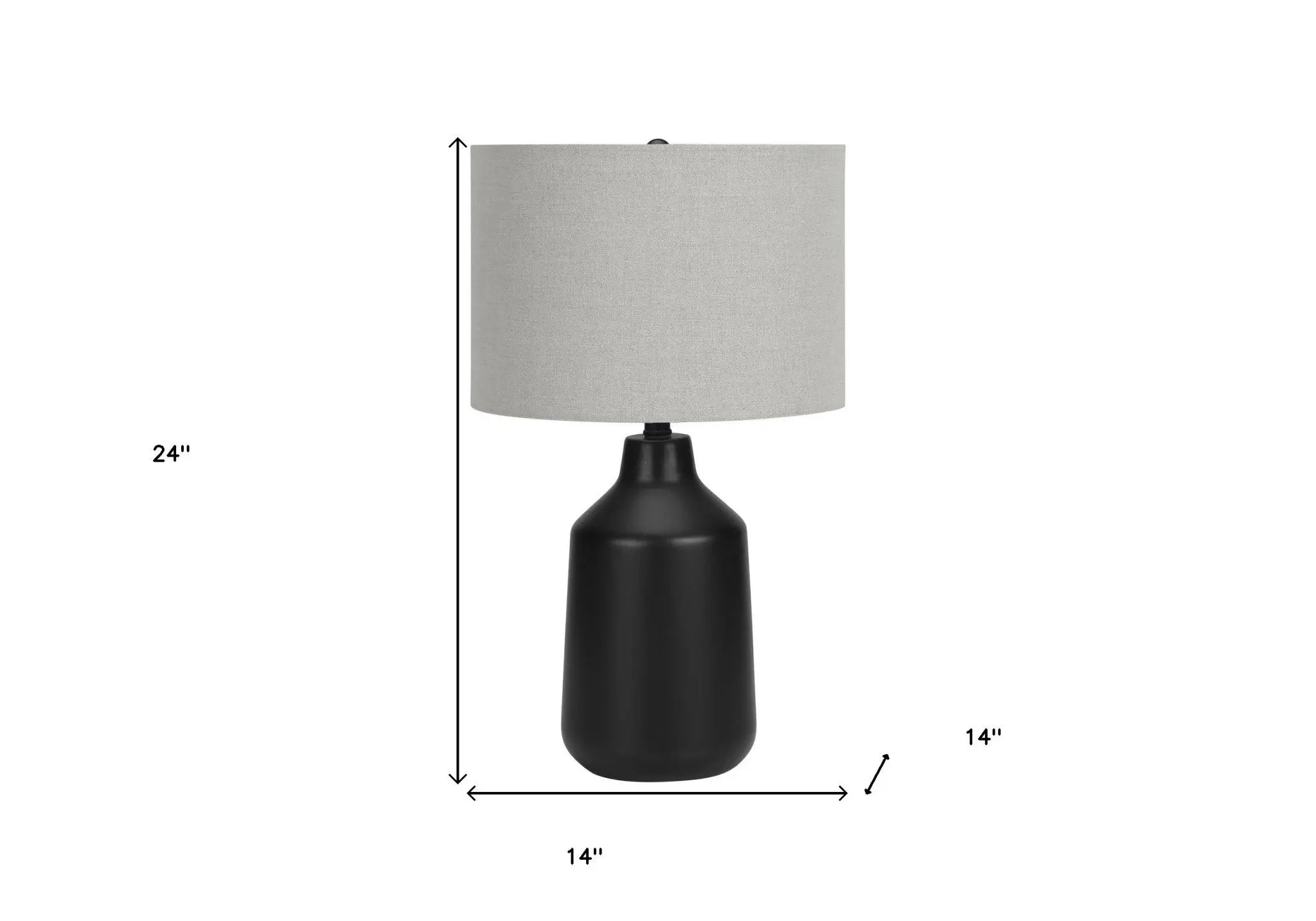 24" Black Concrete Urn Table Lamp With Gray Drum Shade Homeroots Lighting