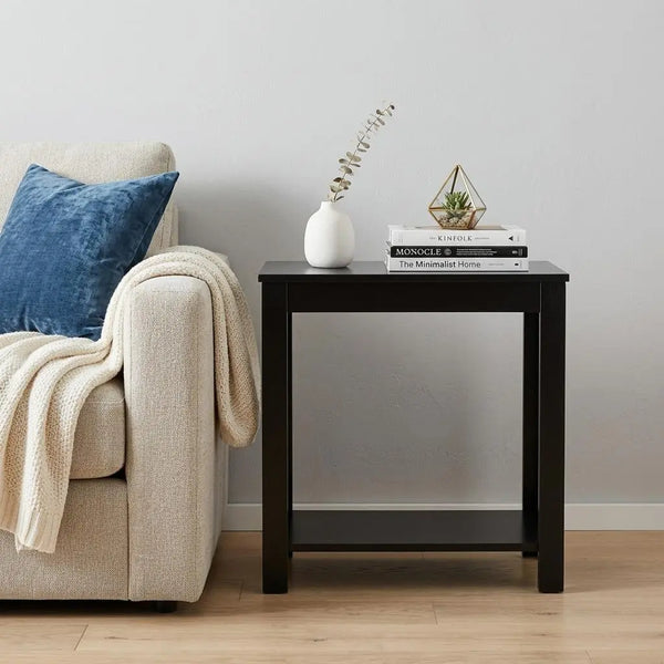24" Black End Table With Shelf Homeroots Living Room