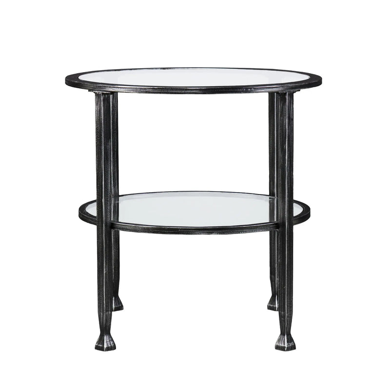 24" Black Glass And Iron Round End Table Homeroots Living Room