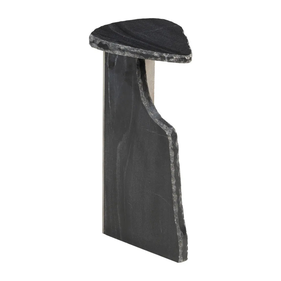 24" Black Marble and Iron Free Form Pedestal End Table Homeroots Living Room