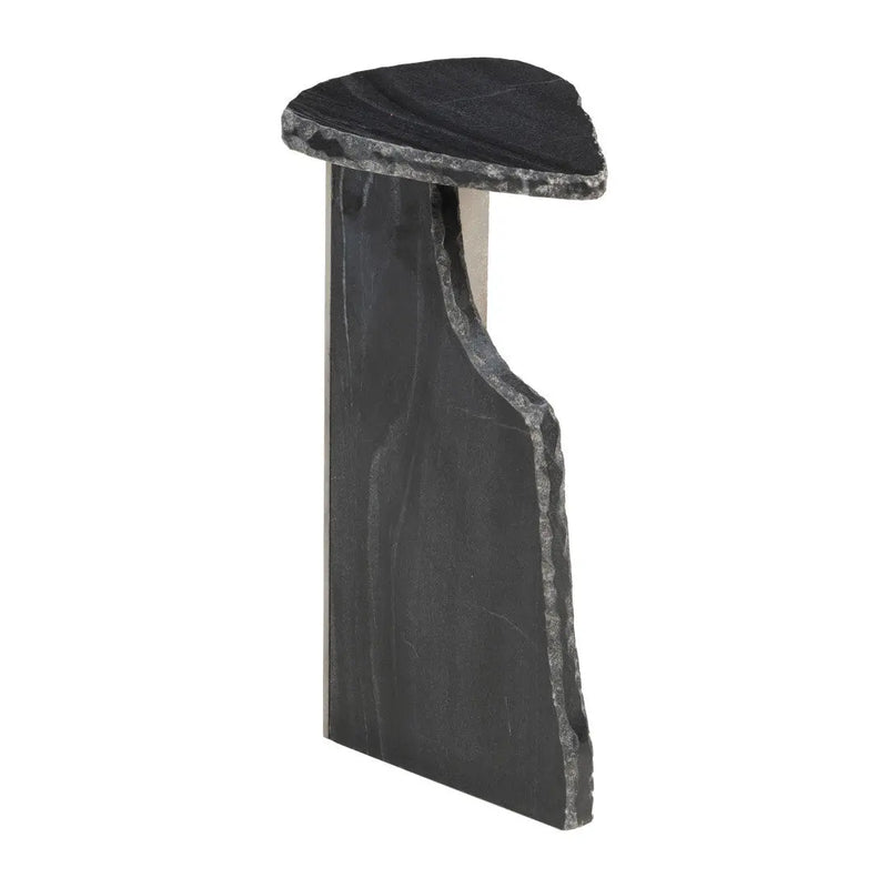 24" Black Marble and Iron Free Form Pedestal End Table Homeroots Living Room