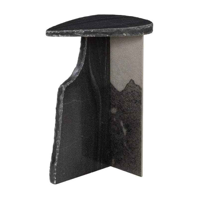 24" Black Marble and Iron Free Form Pedestal End Table Homeroots Living Room
