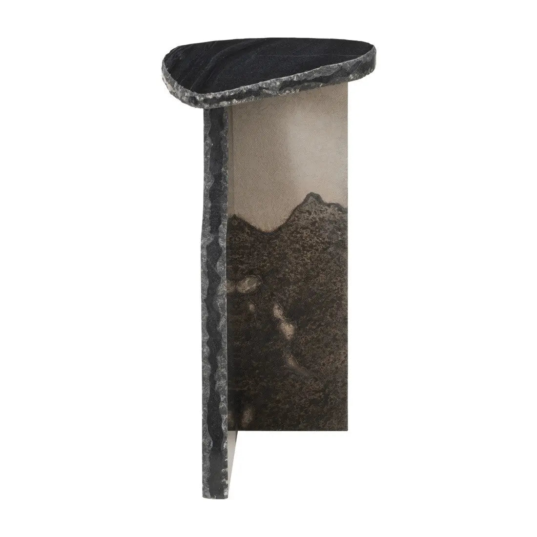 24" Black Marble and Iron Free Form Pedestal End Table Homeroots Living Room
