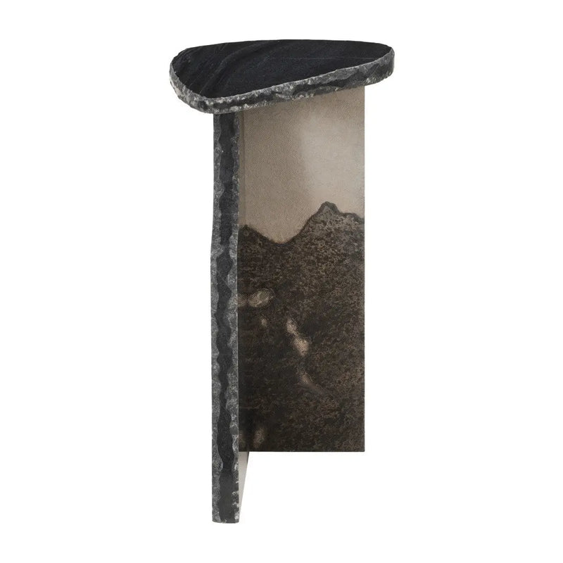 24" Black Marble and Iron Free Form Pedestal End Table Homeroots Living Room