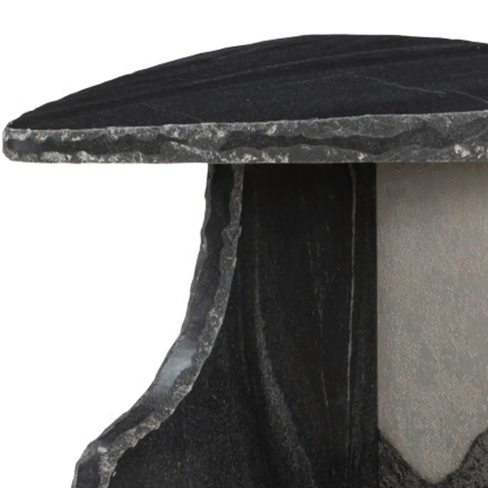 24" Black Marble and Iron Free Form Pedestal End Table Homeroots Living Room