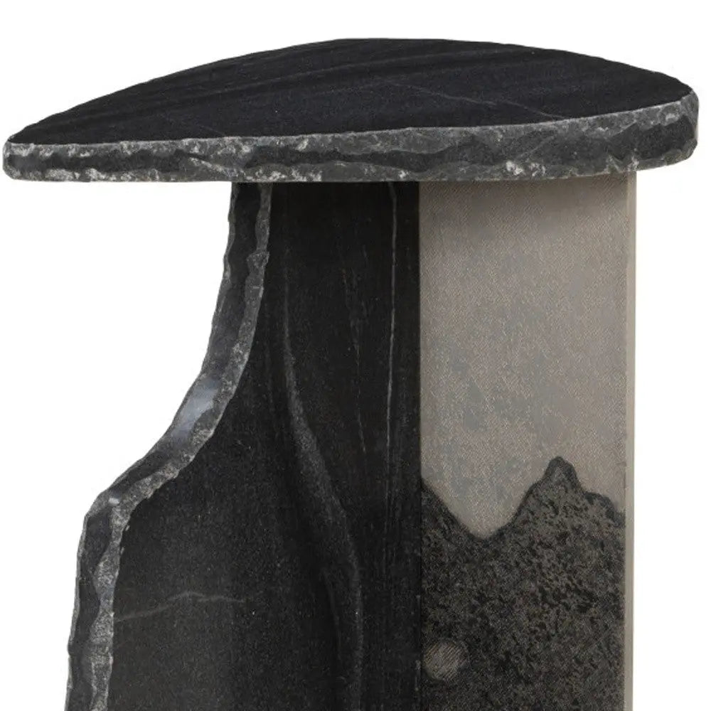 24" Black Marble and Iron Free Form Pedestal End Table Homeroots Living Room