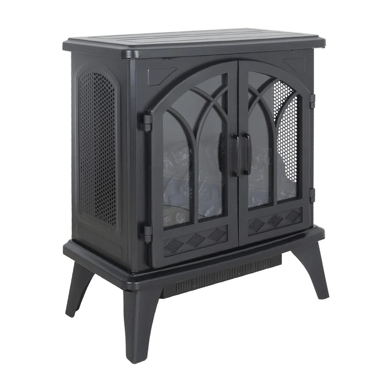 24" Black Metal Electric Fireplace Homeroots Home Decor