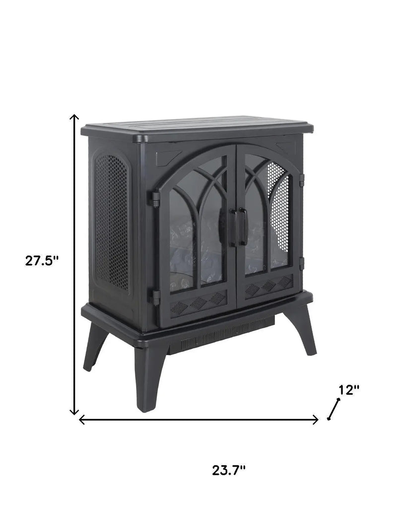 24" Black Metal Electric Fireplace Homeroots Home Decor