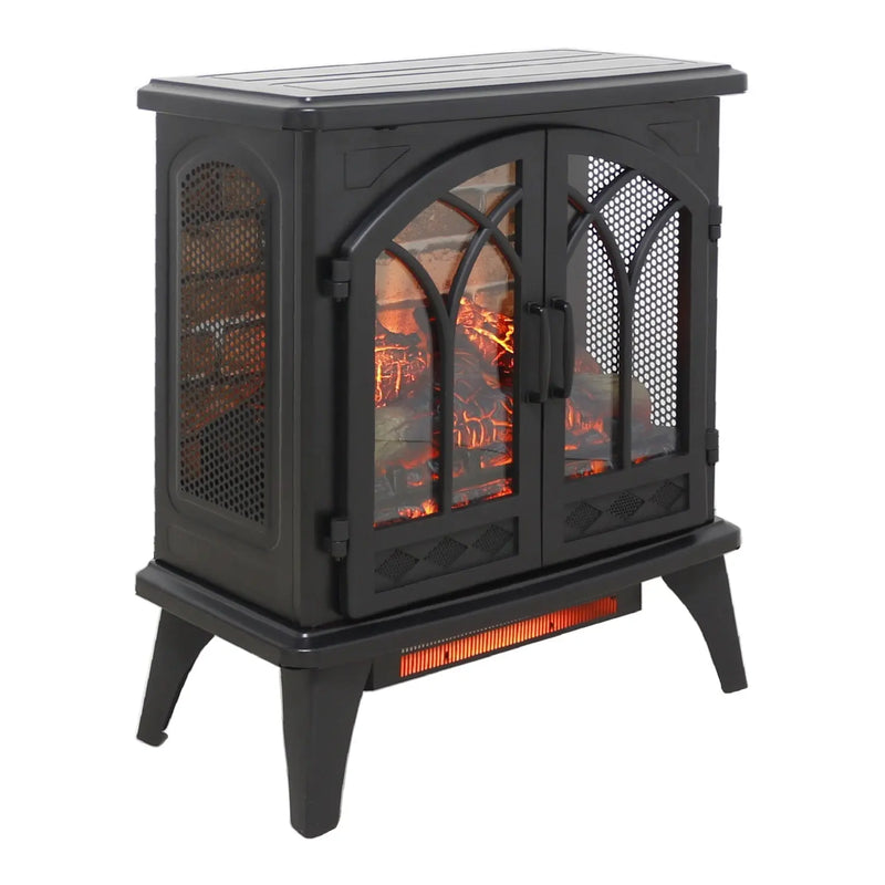 24" Black Metal Electric Fireplace Homeroots Home Decor
