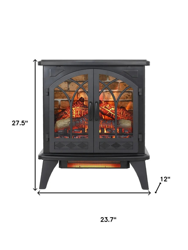 24" Black Metal Electric Fireplace Homeroots Home Decor