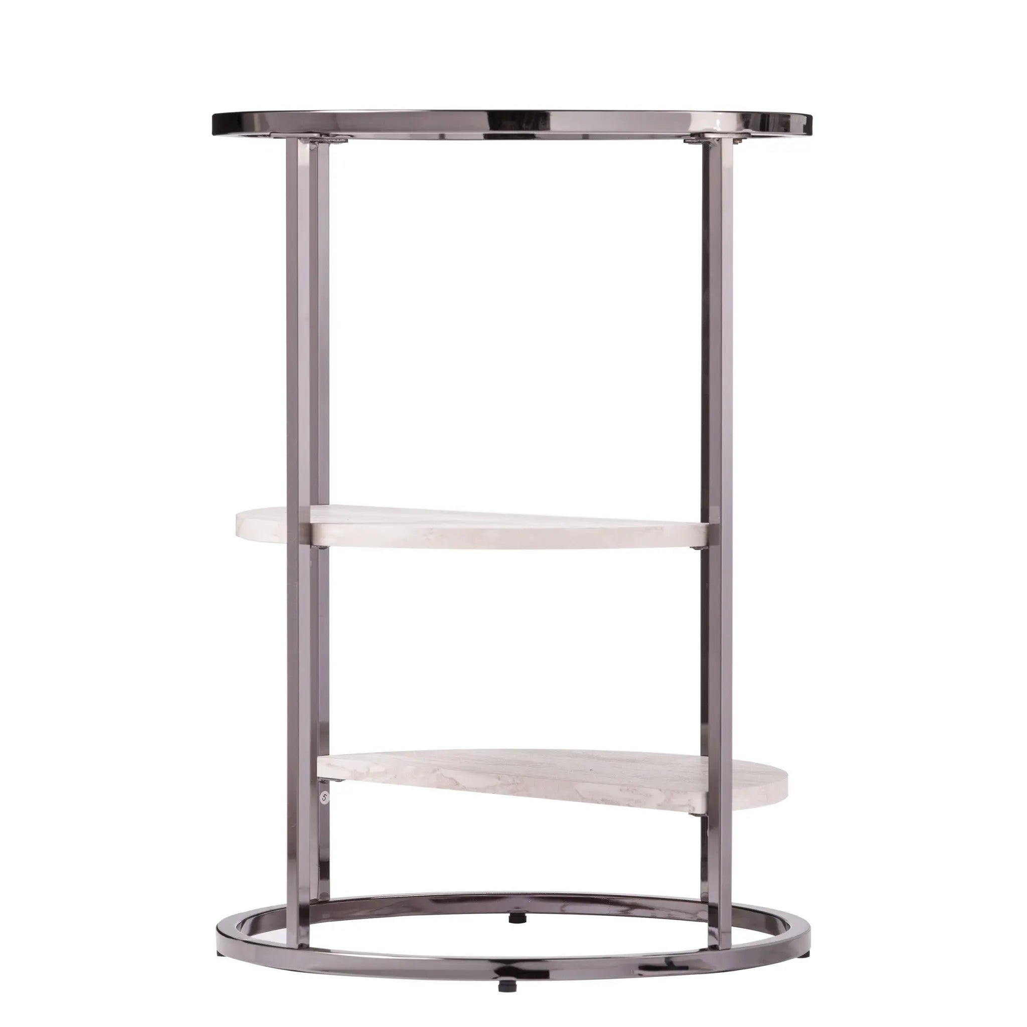 24" Black Metal Glass And Faux Marble Round End Table With Two Shelves Homeroots Living Room