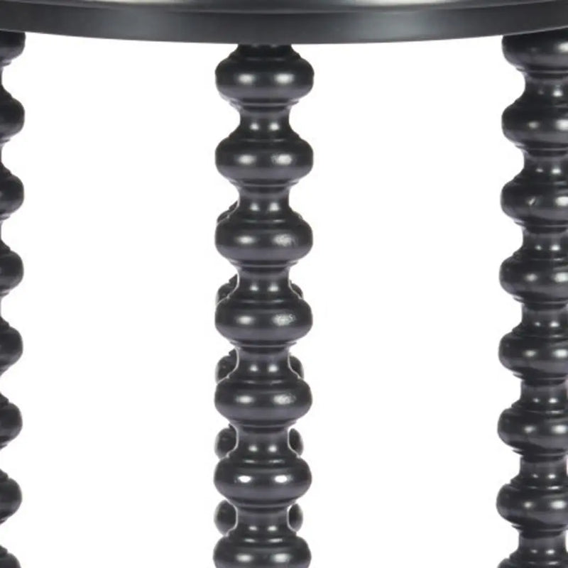 24" Black Solid Wood Circular End Table With Shelf Homeroots Living Room