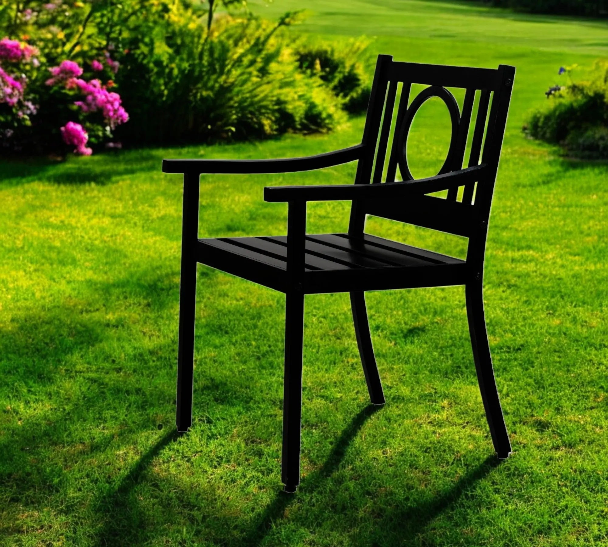24" Black Steel Geo Back Outdoor Arm Chair Homeroots Outdoor