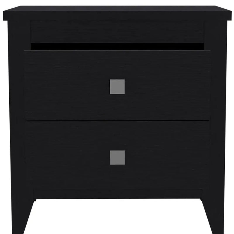 24" Black Wood Two Drawer Nightstand Homeroots Bed & Bath