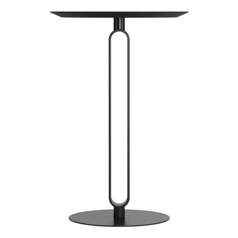 24" Black Wood and Steel Rounded Bar Table Homeroots Living Room
