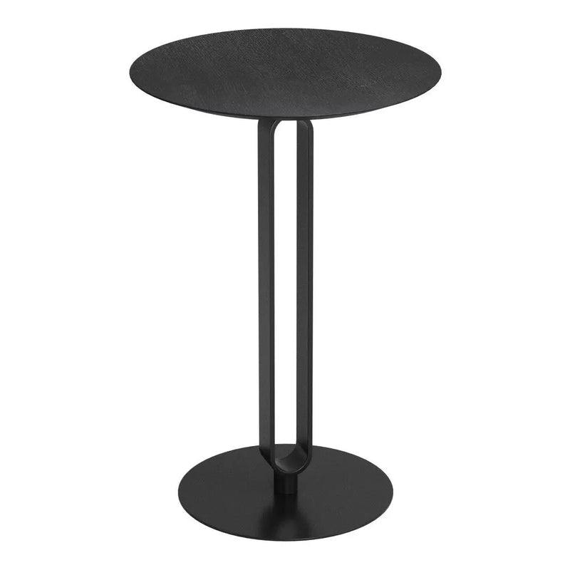 24" Black Wood and Steel Rounded Bar Table Homeroots Living Room