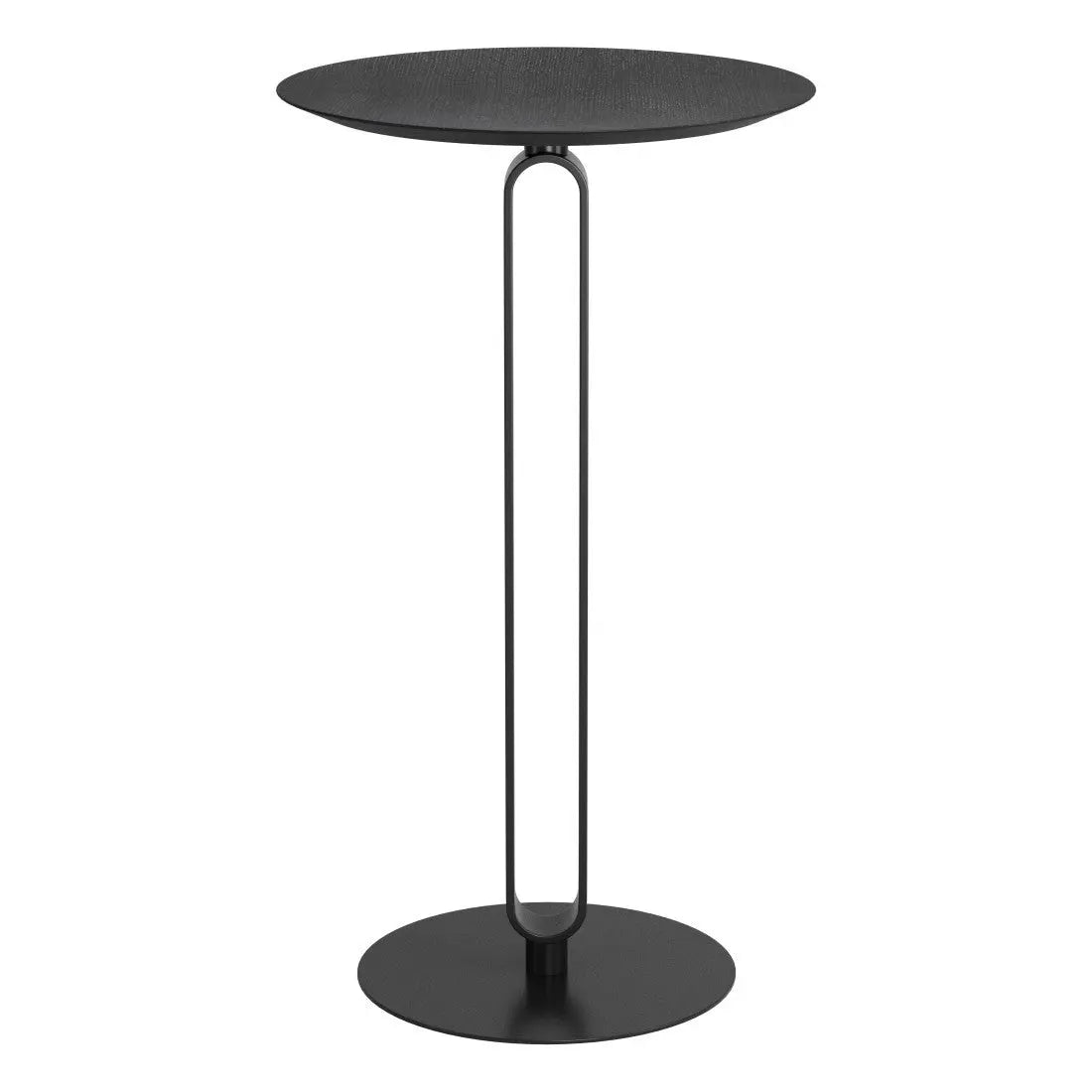 24" Black Wood and Steel Rounded Bar Table Homeroots Living Room