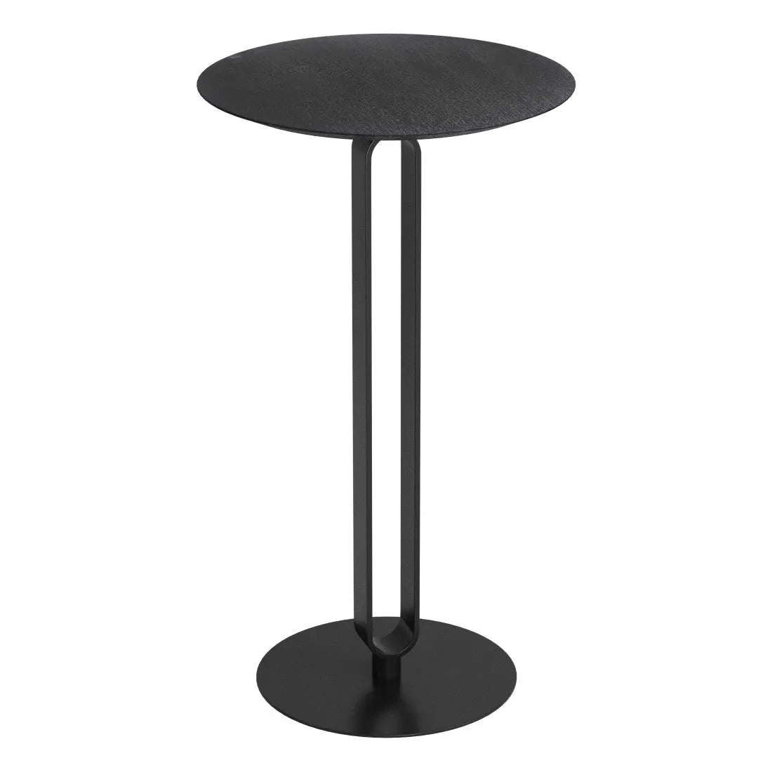 24" Black Wood and Steel Rounded Bar Table Homeroots Living Room