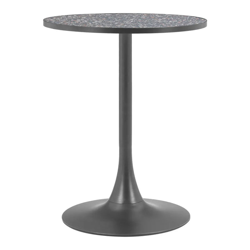 24" Black and Bronze Wood and Steel Pedestal Base Round Top Dining Table Homeroots Kitchen & Dining