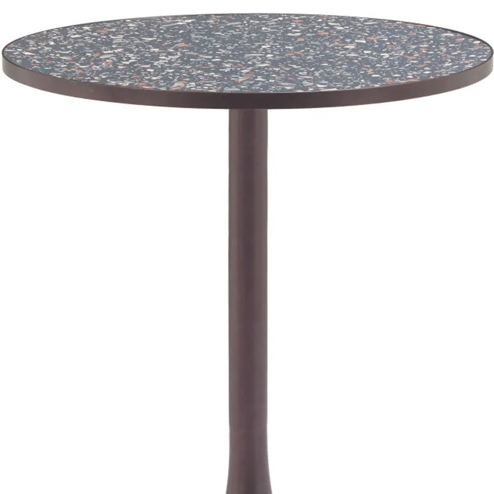 24" Black and Bronze Wood and Steel Pedestal Base Round Top Dining Table Homeroots Kitchen & Dining