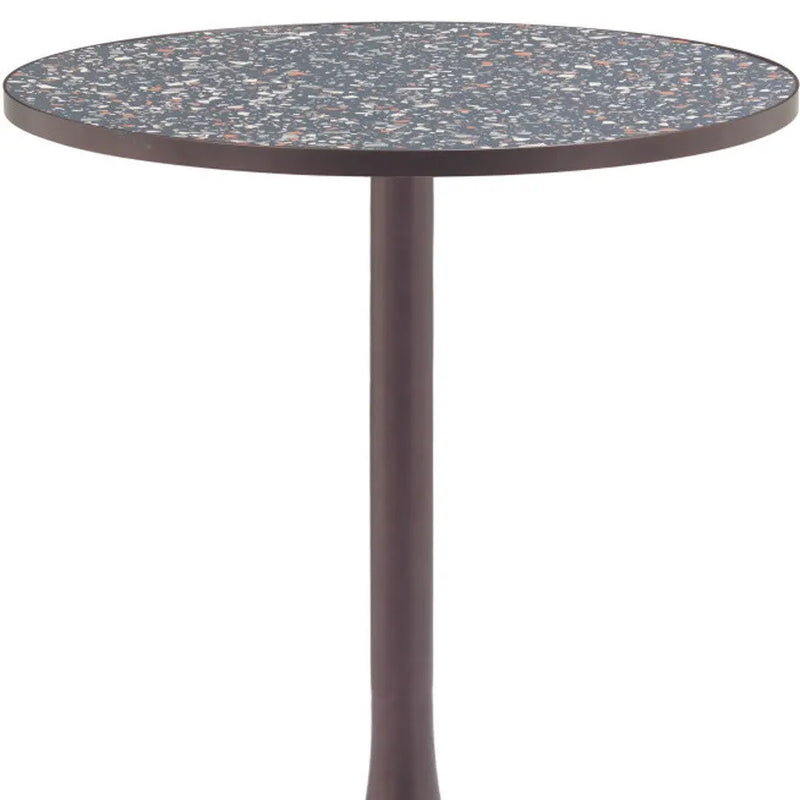 24" Black and Bronze Wood and Steel Pedestal Base Round Top Dining Table Homeroots Kitchen & Dining
