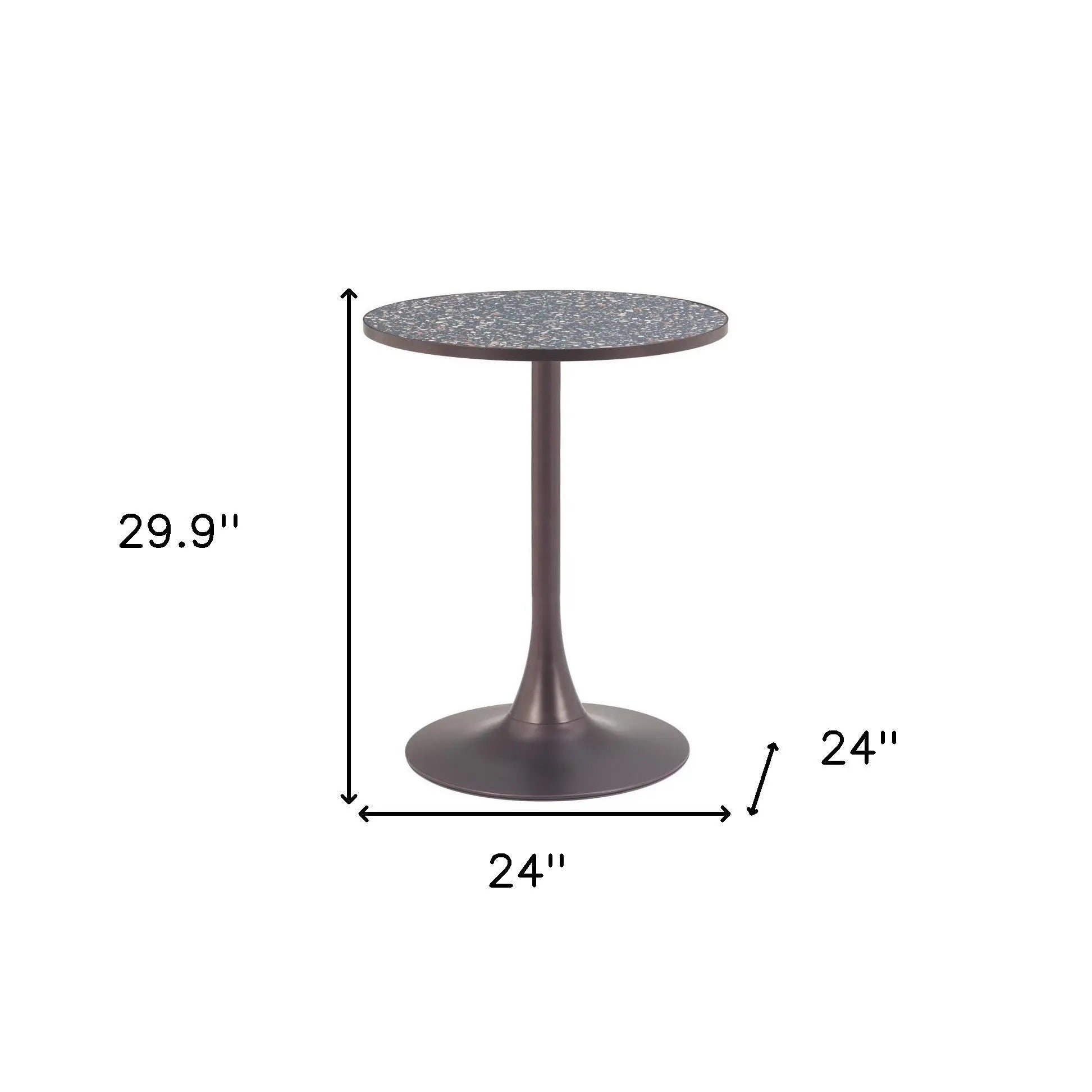 24" Black and Bronze Wood and Steel Pedestal Base Round Top Dining Table Homeroots Kitchen & Dining