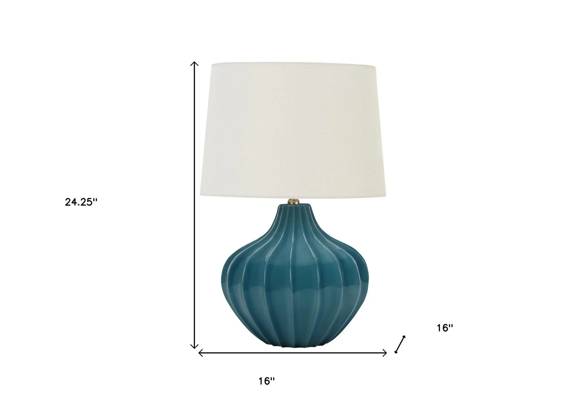 24" Blue Ceramic Gourd Table Lamp With Cream Empire Shade Homeroots Lighting