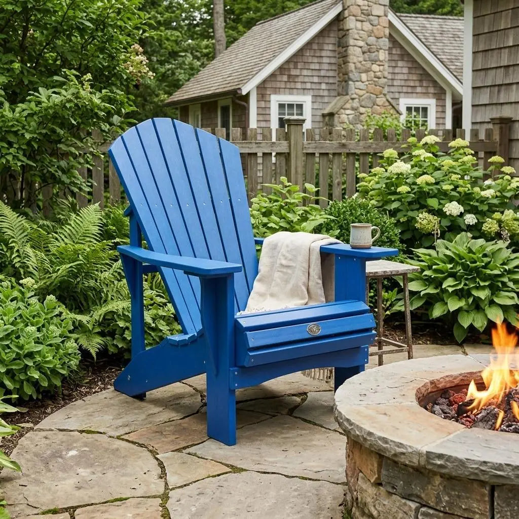 24" Blue Heavy Duty Plastic Outdoor Adirondack Chair Homeroots Outdoor