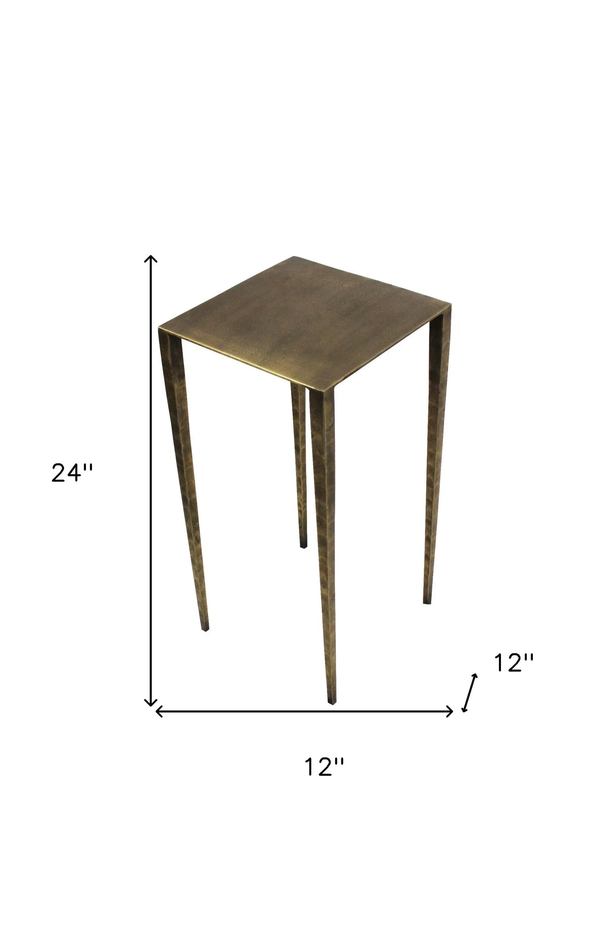 24" Brass Iron Square End Table Homeroots Living Room