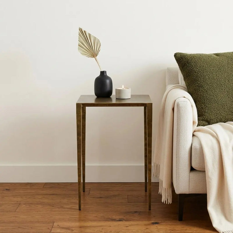 24" Brass Iron Square End Table Homeroots Living Room