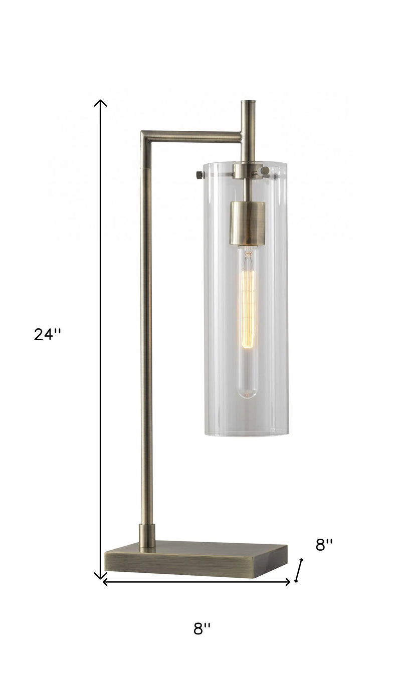 24" Brass Novelty With Clear Cylinder Shade - GreatEagleInc