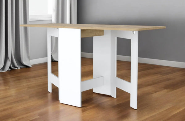 24" Brown And White Folding Sled Base Dining Table Homeroots Kitchen & Dining