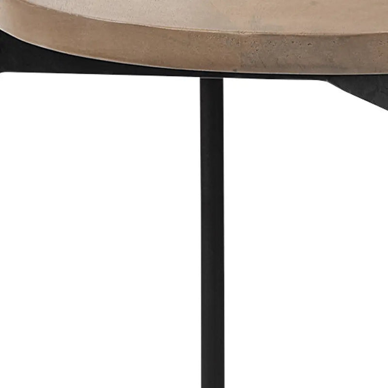 24" Brown And White Glass Round End Table Homeroots Living Room