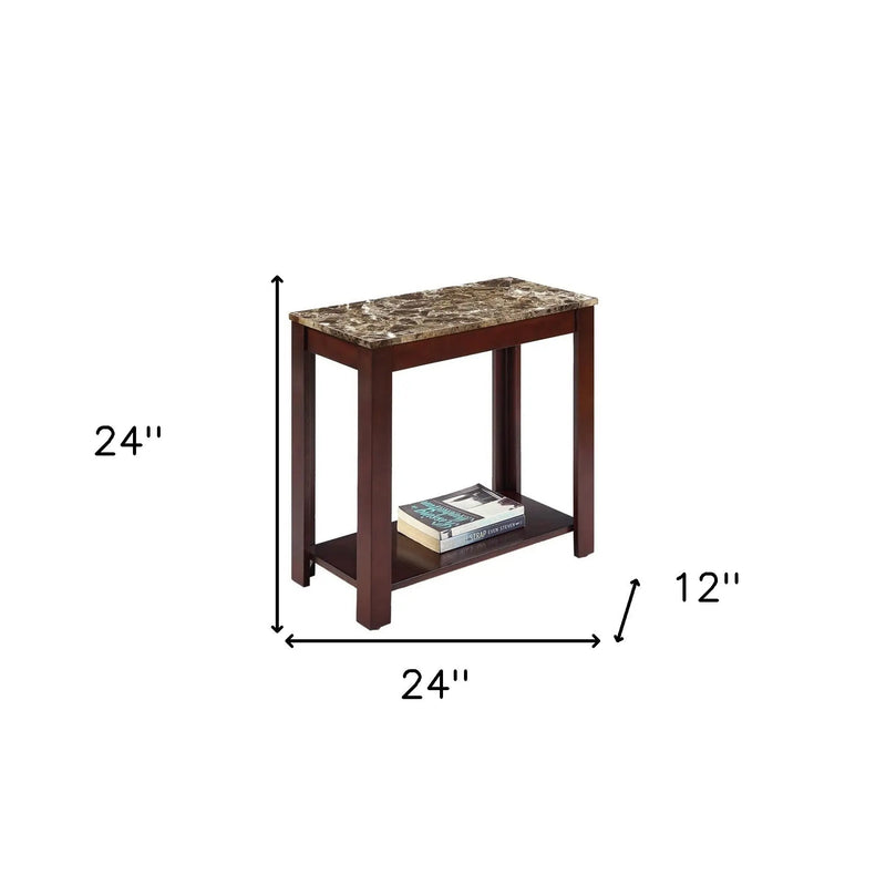 24" Brown End Table With Shelf Homeroots Living Room