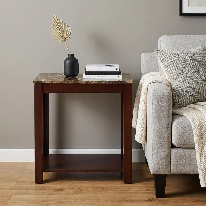 24" Brown End Table With Shelf Homeroots Living Room